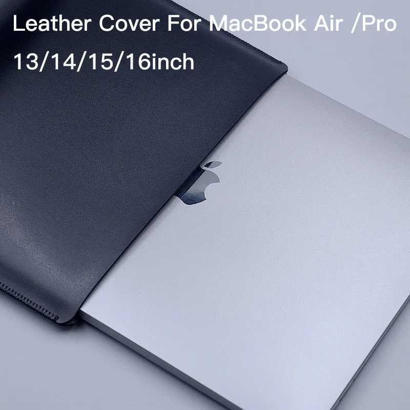 High quality Cover Case For Apple MacBook Air 2025 15inch M4 Pro13 14 16 leather UltraThin Super Slim Sleeve Pouch Laptop BagW251015