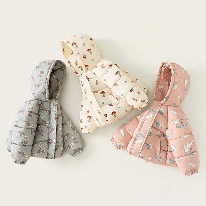 Autumn Winter Down Thick Warm Jacket Girls Cute Pattern Hooded Coats Children Outerwear Clothing Kids Warm Jacket CoatT251016