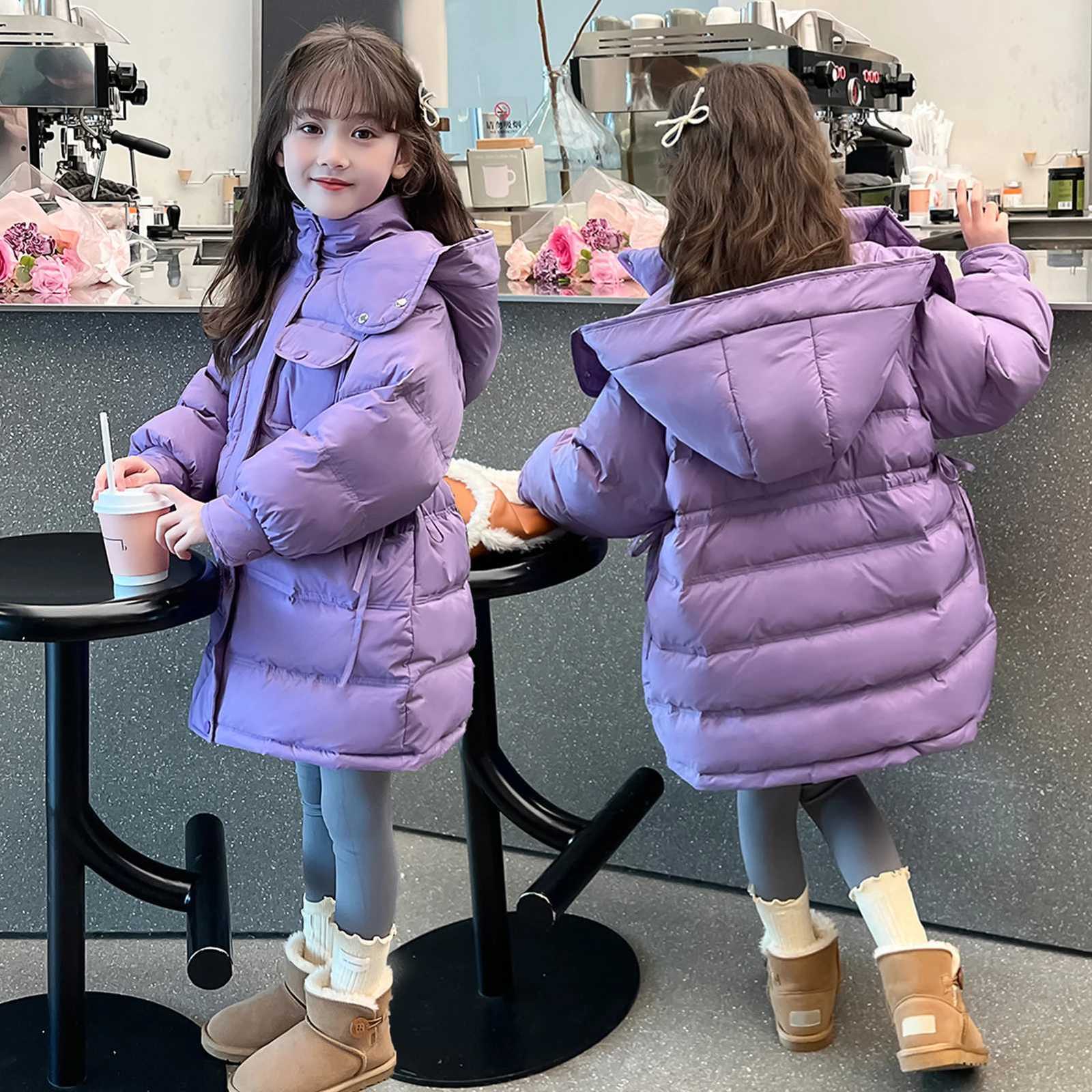 Girls Down Jacket Hooded Winter Warm Childrens Puffer Coat Thick Fashion Thick Down Cotton Parka Kids Outerwear for TeenagersT251016