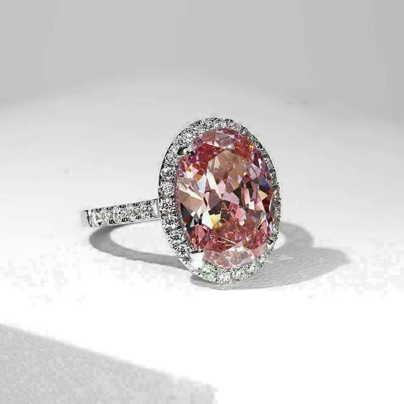 moissanite ring CAOSHI 2025 Big EggShaped Diamond Imitated Moissanite Rings Wedding Bride Oval Pink Zircon Finger Rings Women