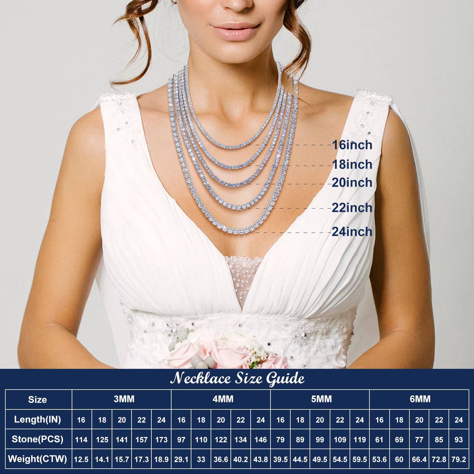 Low Price Waterproof Non Rusting Non Fading Antiallergic Durable Classic VVS Moissanite Tennis Chain Swimming Summer Jewelry