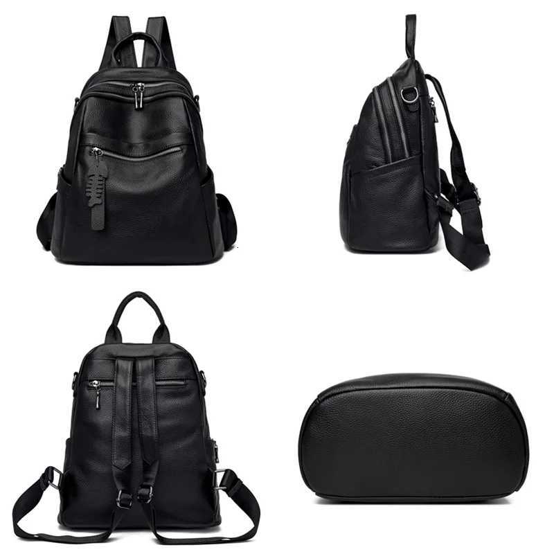 Women Soft Genuine Leather Backpacks Purse Antitheft Fashion Rucksack Multifunction Travel Shoulder Bags Back pack for FemaleT251016