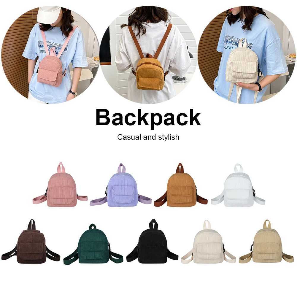 Women Fashion Mini Backpack Versatile Corduroy Backpack Casual Student Girls Bookbag Retro Travel Backpack Aesthetic PurseT251016