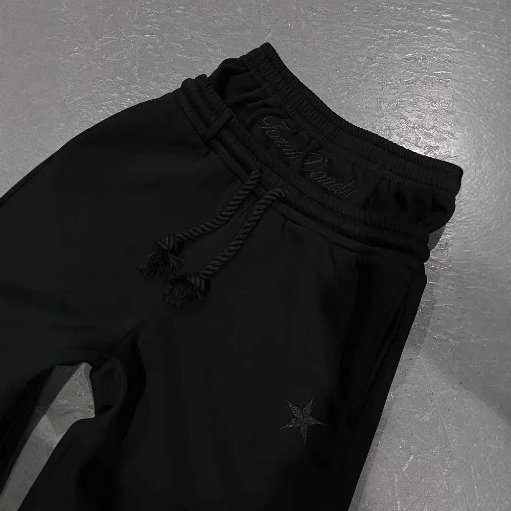 Y2K Harajuku Sweatpants Embroidery Star Double Waisted Loose Solid Color Casual Pants Men Hip Hop Drawstring Waist Jogger J251203