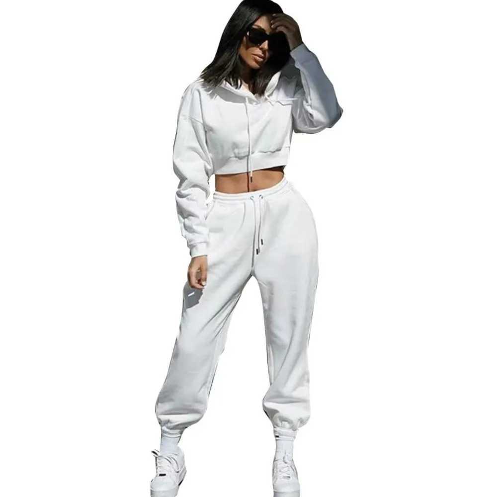 New Fleece Hooded Sweatshirt Long Pants Women 2piece Set Thickened Casual Sporty Sweatshirt Long Pants Female Autumn Winter2025 W251015