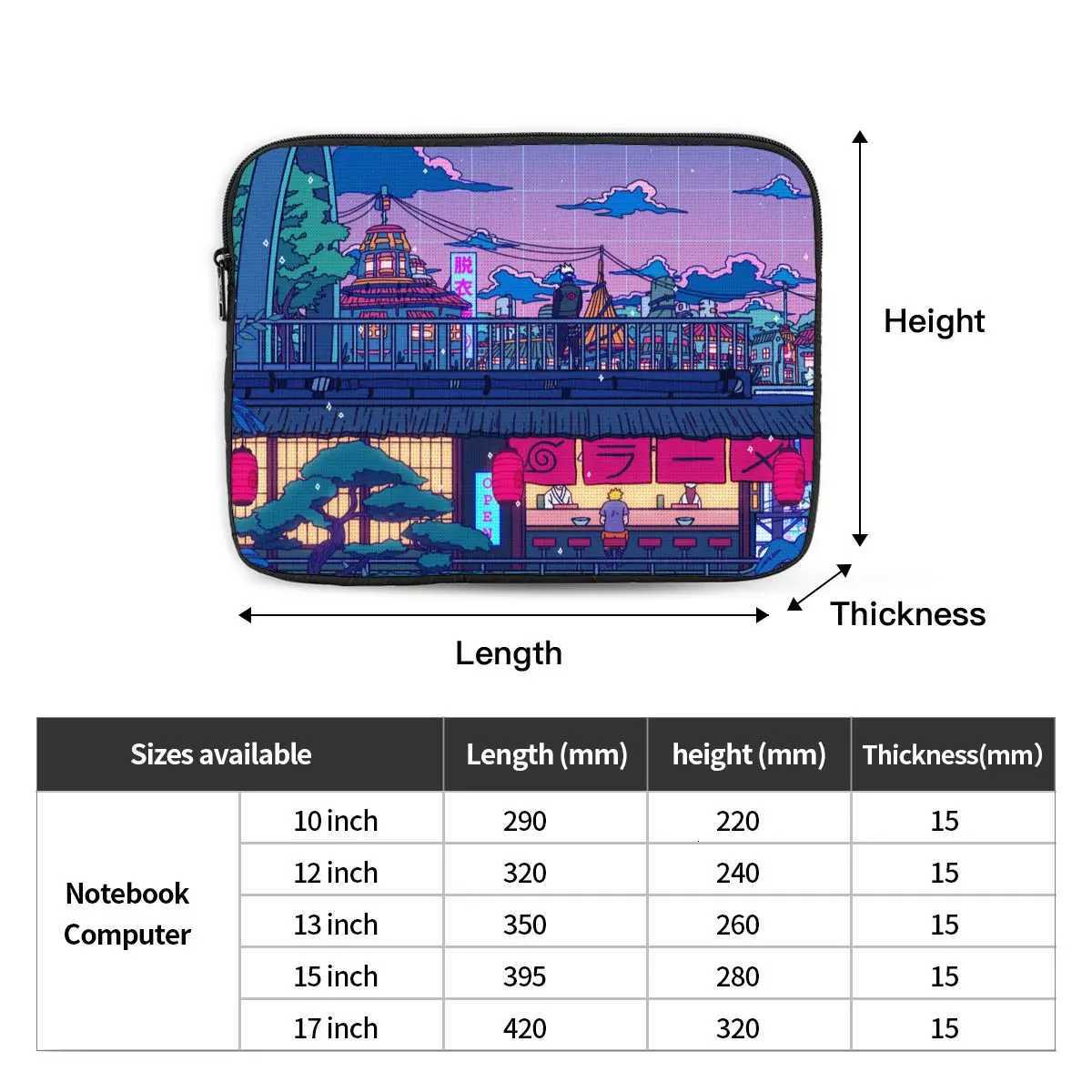 Laptop Notebook Bag Case Anime Manga City Night Kawaii Cool Computer Sleeve Case 12 13 15 17 Inch Shockproof Case BagW251015