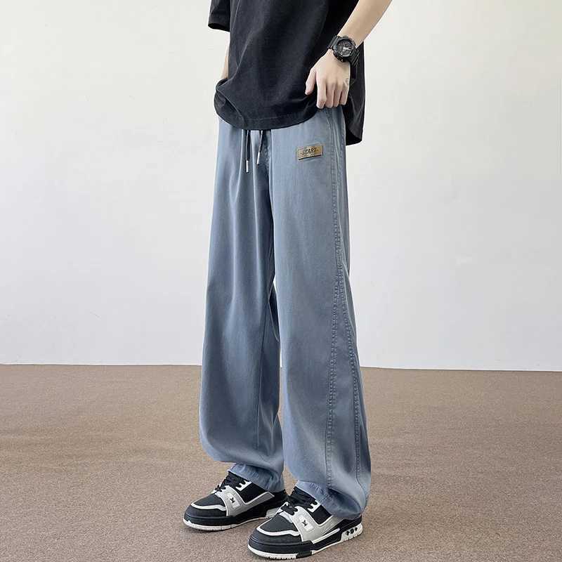 Summer Ice Silk Breathable 195cm Tall Man Pants Extralong Trouser Length 115 Elastic Waist Straightleg Sportswear Casual Pants J251203