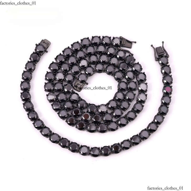 Sier Jewelry Hip Hop GRA Certificate Gold Plated Necklace Black Moissanite Tennis Chain