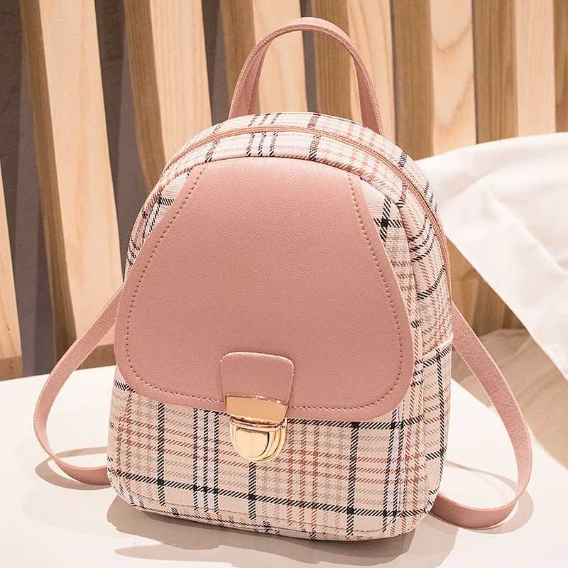 New Mini Backpack Crossbody Bag For Teenage Girl Plaid Women Shoulder Phone Purse Korean Style New Trendy Female 2022T251016