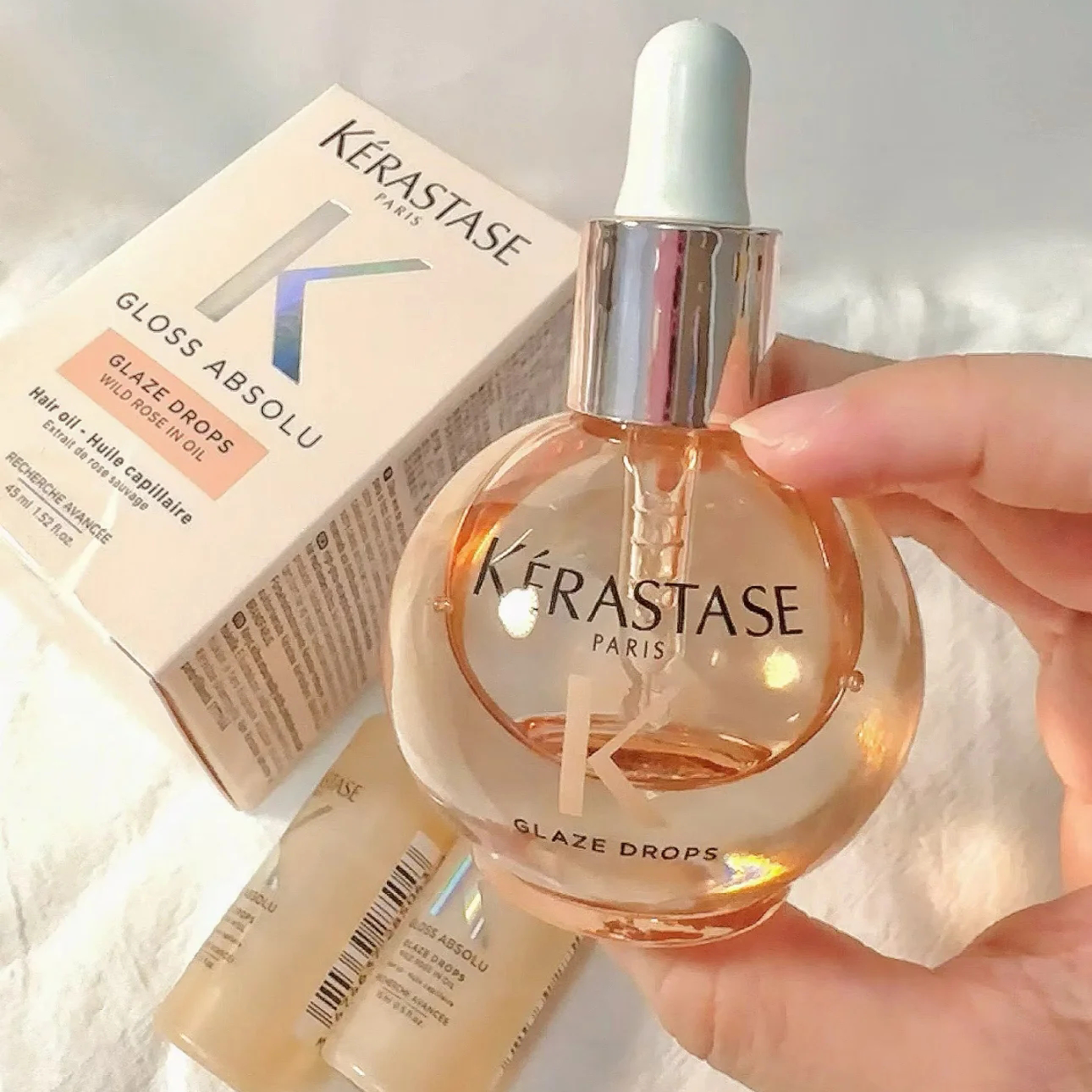 KERASTASE Glazed Rose Small Powder Bead Hair Care Essential Oil 45ml Gloss Anti frizz Hair Care Oil Smooth Repair Nourishing