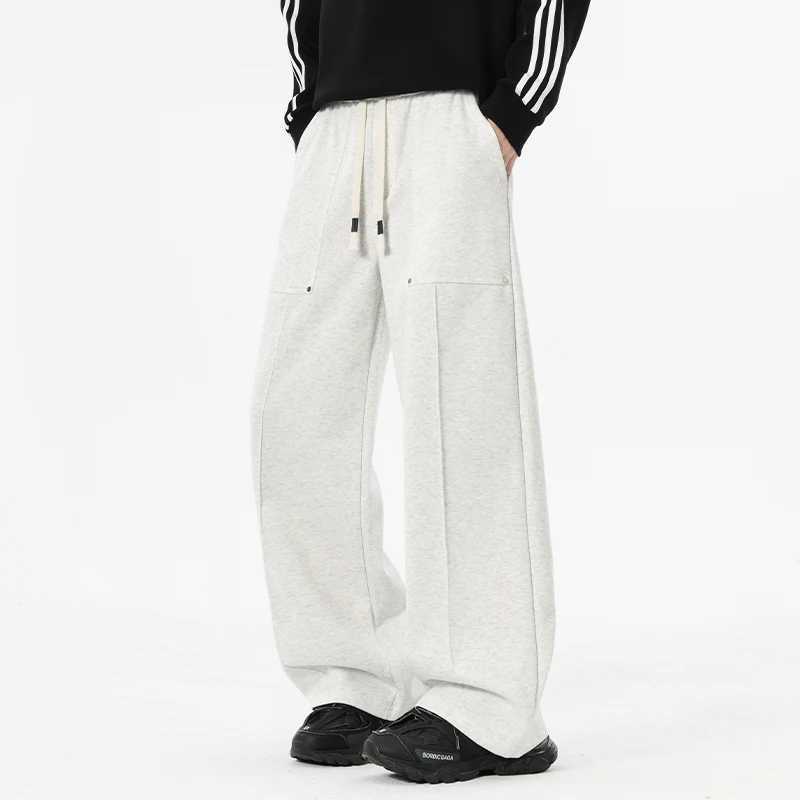 Mens Wide Leg Sweatpants Baggy Joggers 65 Cotton Korean Style Sports Pants Neutral Loose Outdoor Jogger Fitness Trousers J251203