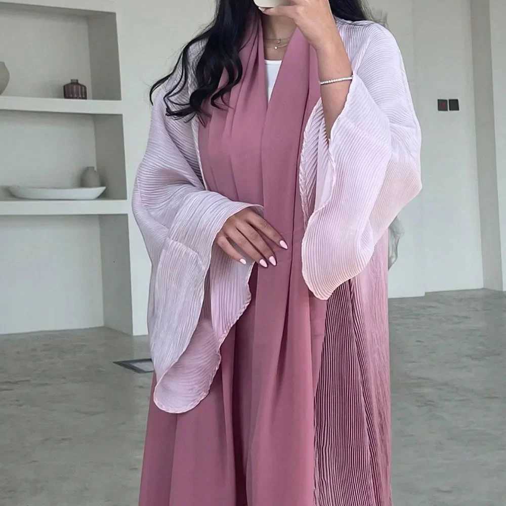 Eleganat Abaya Muslim Women Flare Sleeve Pleated Abayas Islamic Kaftans Jilbabs Maxi Dresses MiddleEast Ethnic Clothing X2510161