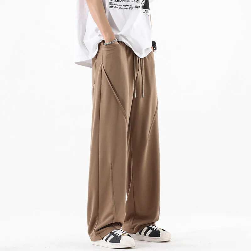 Man Elastic Waistband Casual Pants 2025 New Arrival Loose Fit Straight Leg Trousers Minimalist Versatile Structured Pants J251203