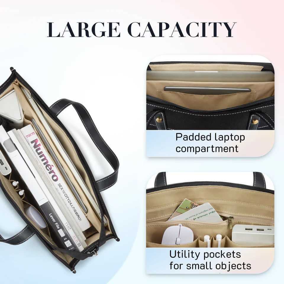 Missnine Women Briefcase Tote Bag Travel Office College Canvas Handbag 156 inch Laptop Bags For College Casual Work BusinessW251015