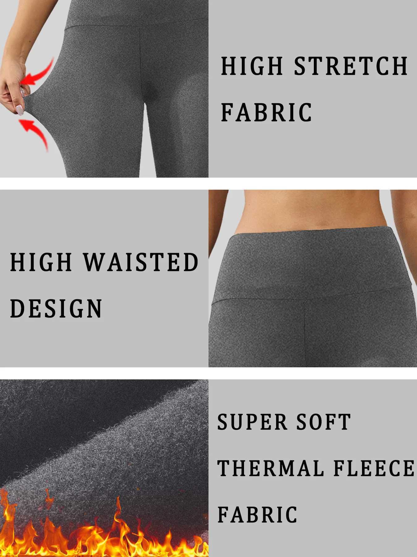 Womens Thermal Fleece Lined High Waisted Leggings Workout Winter Warm Thick Tights Soft Yoga PantsT251016