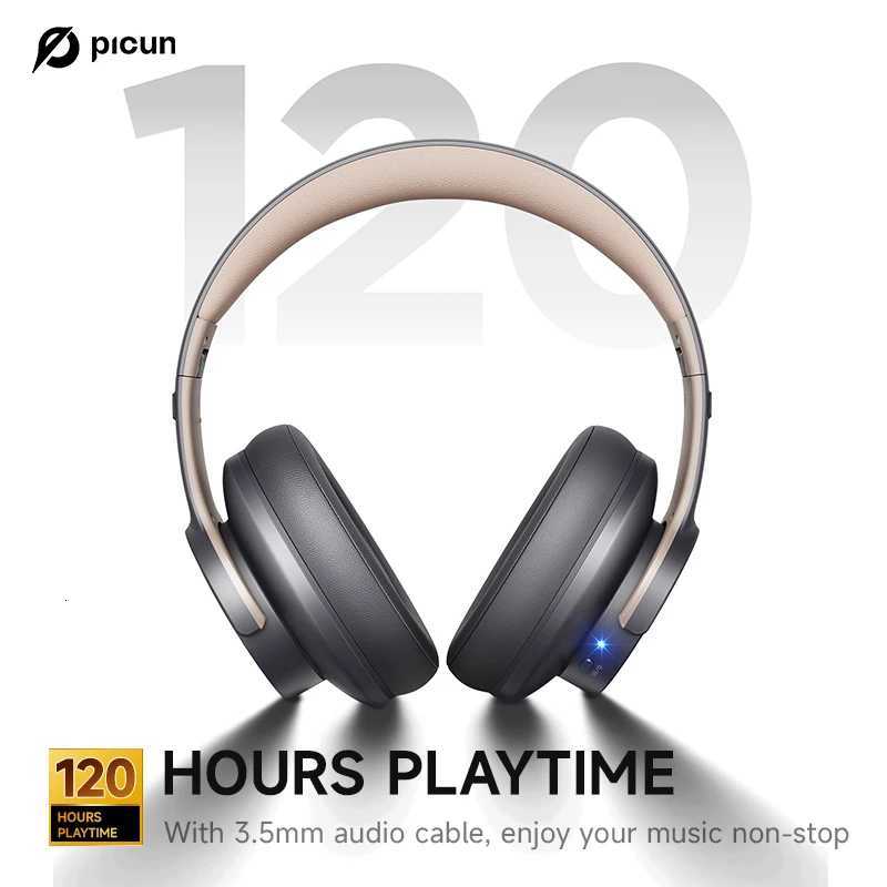 Picun B8 Headphones 120H Playtime Headset Wireless 3EQ Mode Low Latency HandsFree Calls Over Ear Headphones Z251015