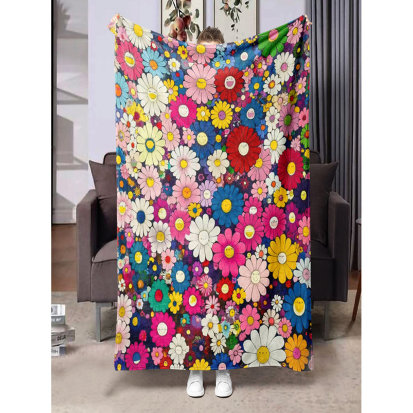 Small flower blanket special nap blanket nap new cheap machine washable fashion trend personality cover blanket printing