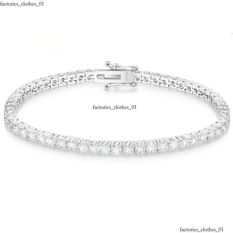Moissanite Jewelry Women Men 2/3/4/5mm D Color VVS1 Round Cut Dia 14k White Gold Plated Sterling Sier Tennis Bracelet