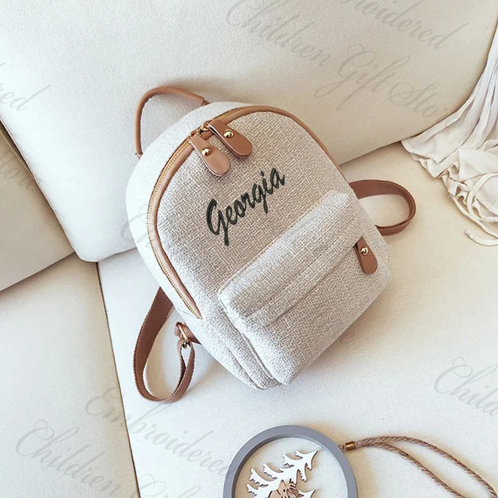Customized Name Fashionable Backpack Womens Summer New Color Contrast Shoulder Bag Personalized Embroidery Travel Mini BackpackT251016