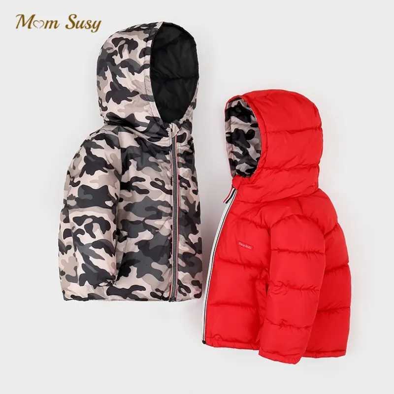 Baby Boy Girl Winter Jacket Thick Cotton Padded Infant Toddler Hooded Coat Reversible Snow Suit Zipper Warm Baby Clothes 112YT251016