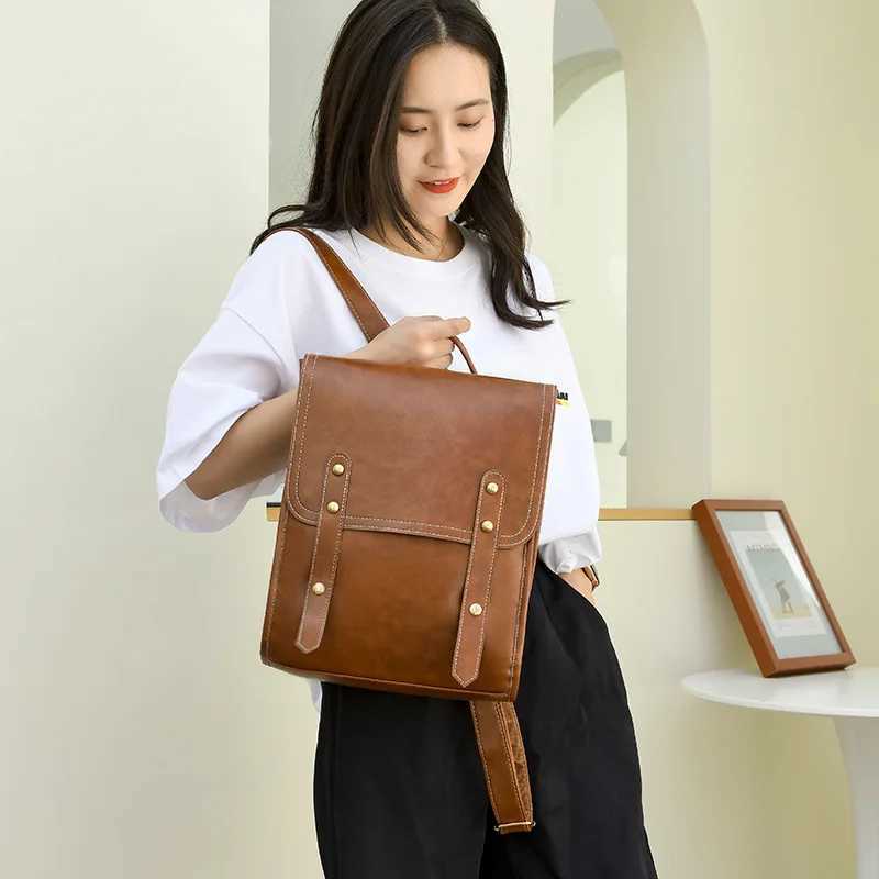 PU Leather Woman Backpack High Quality Female Rucksack Vintage Double Shoulder Bag Large Capacity School Bag Backpacks MochilaT251016