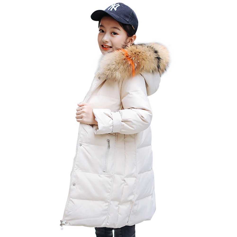 AMUR LEOPARD Girls Padded CoatWinter Warm Long JacketFur Hooded Kids OvercoatWindproof Casual Childrens Down JacketT251016
