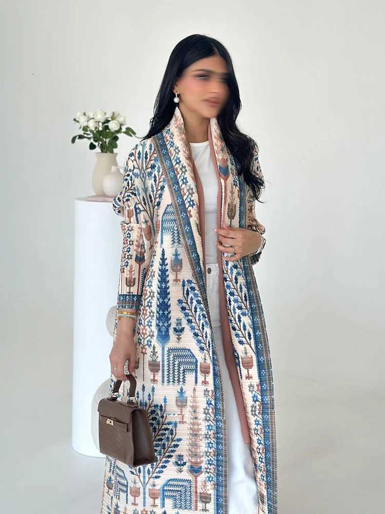 Arabic Clothes Woman Luxury Casual Hijab Cardigan Full Length Long Sleeve Coat Women Muslim Pleated Dubai Open Abaya Eid Evening X251016