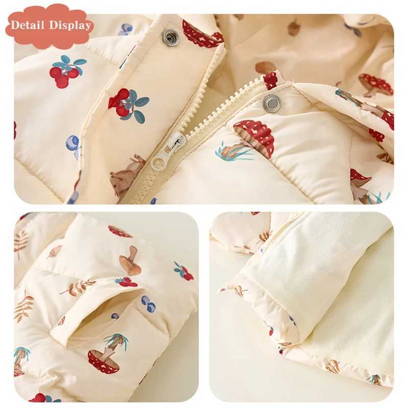 Autumn Winter Down Thick Warm Jacket Girls Cute Pattern Hooded Coats Children Outerwear Clothing Kids Warm Jacket CoatT251016