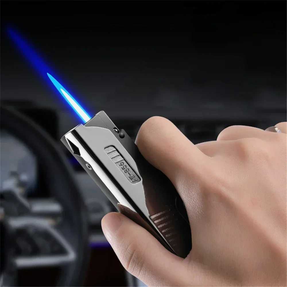 2 In 1 Jet Flame Lighter Windproof Creative Foldable Gun Plasma Dual Arc Lighter Butane Torch Turbo Cigar Lighter Funny Men Gift C251016