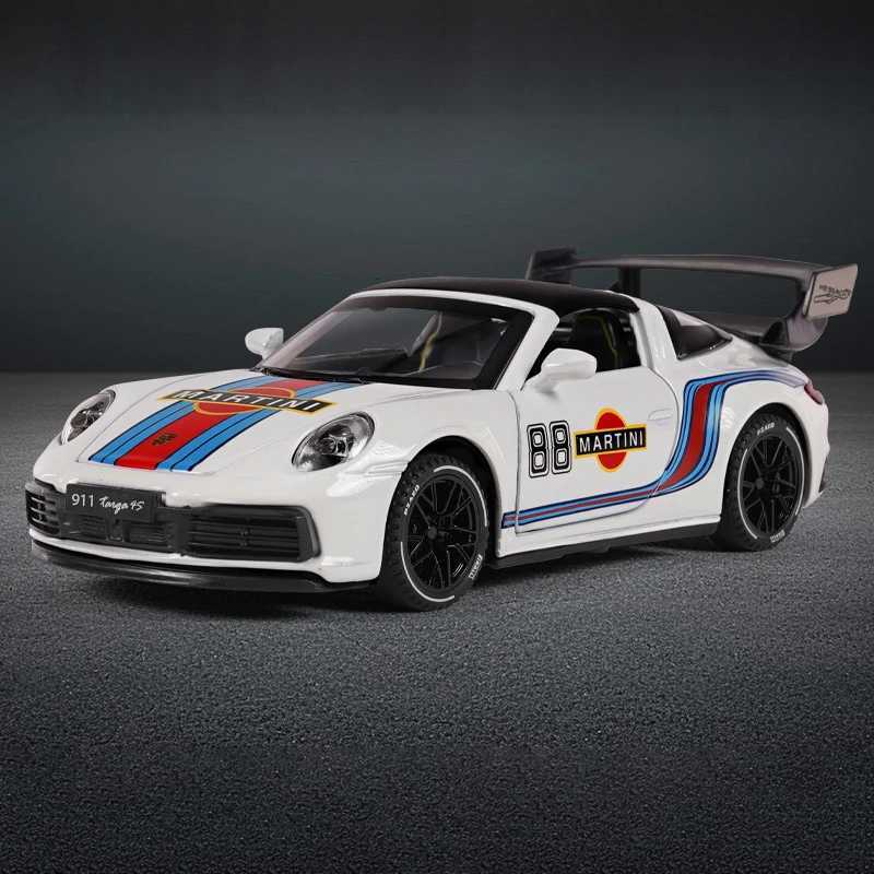 132 Porsche 911 Targa 4S Martini Racing Alloy Metal Diecast Model Car Sound And Light Pl Back Childrens Toy Car Ornament Boy C251106