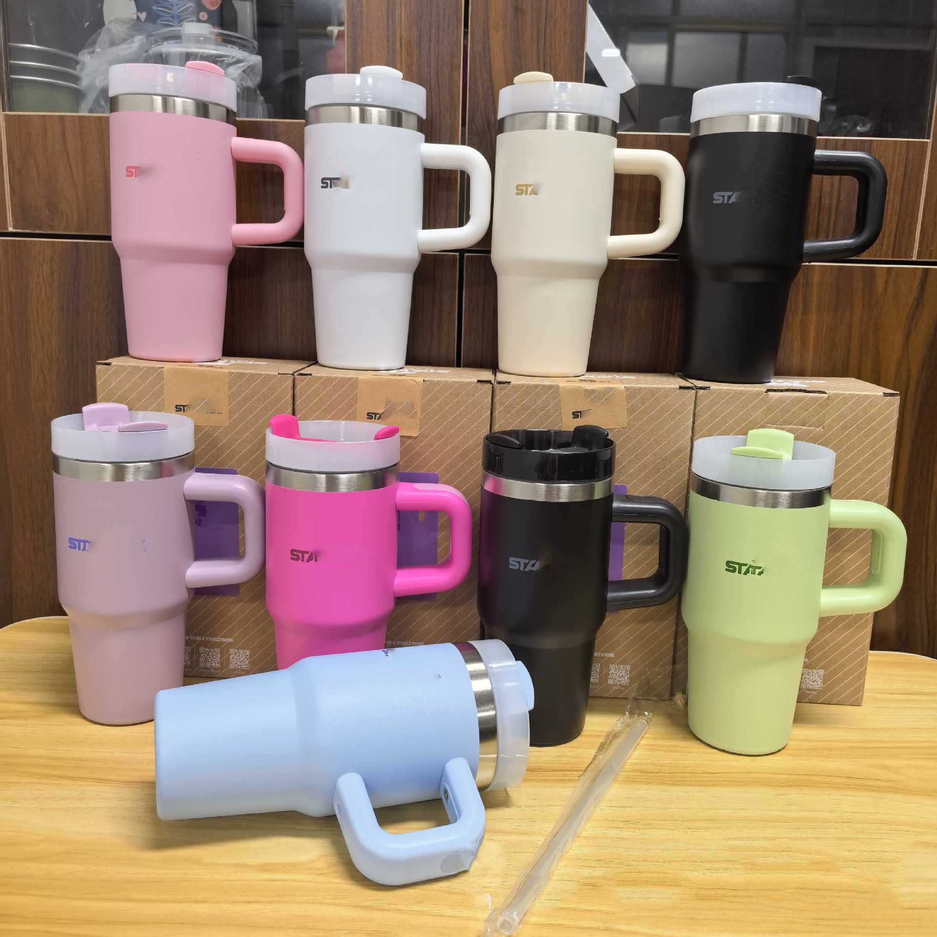 14oz Water Bottle Stainless Steel Insulated Kids Cup Tumbler with Handle and Straw Keep Cold and Hot Thermal Portable Car Travel Mug