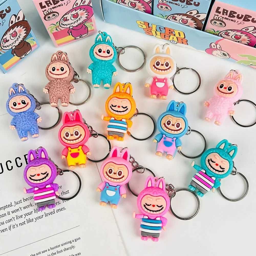 24pcs Labubu Blind Box Figure Doll Pvc Small Pendant Trendy Cute Kawaii Keychain Mystery Box Bag Decorations Wholesale