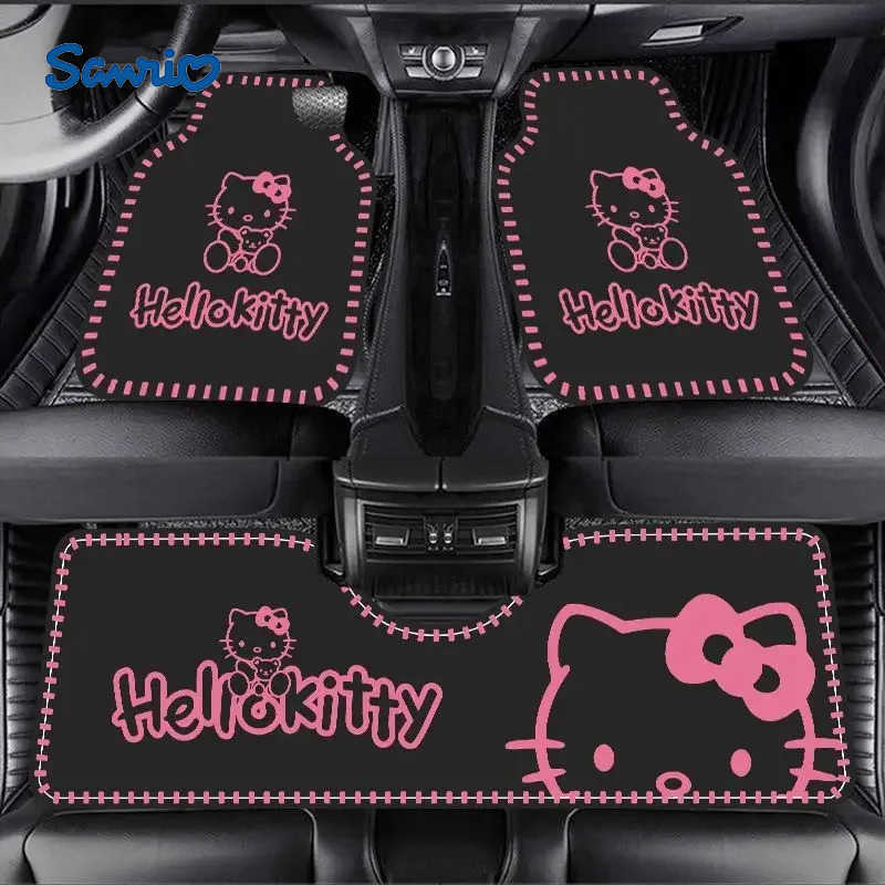 Sanrio Kawaii Hello Kitty Crystal Velvet Car Floor Mats My Melody Kuromi Anime Cartoon Wearresistant Car Protective Floor Mats L251016