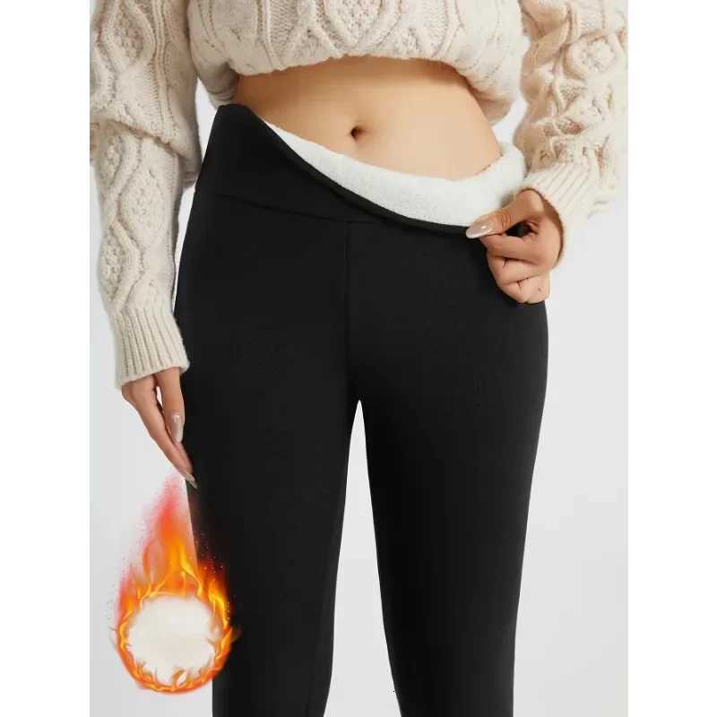 Autumn and winter sports leggings with fleece and lamb fleece womens highwaisted tights thermal pantsT251016