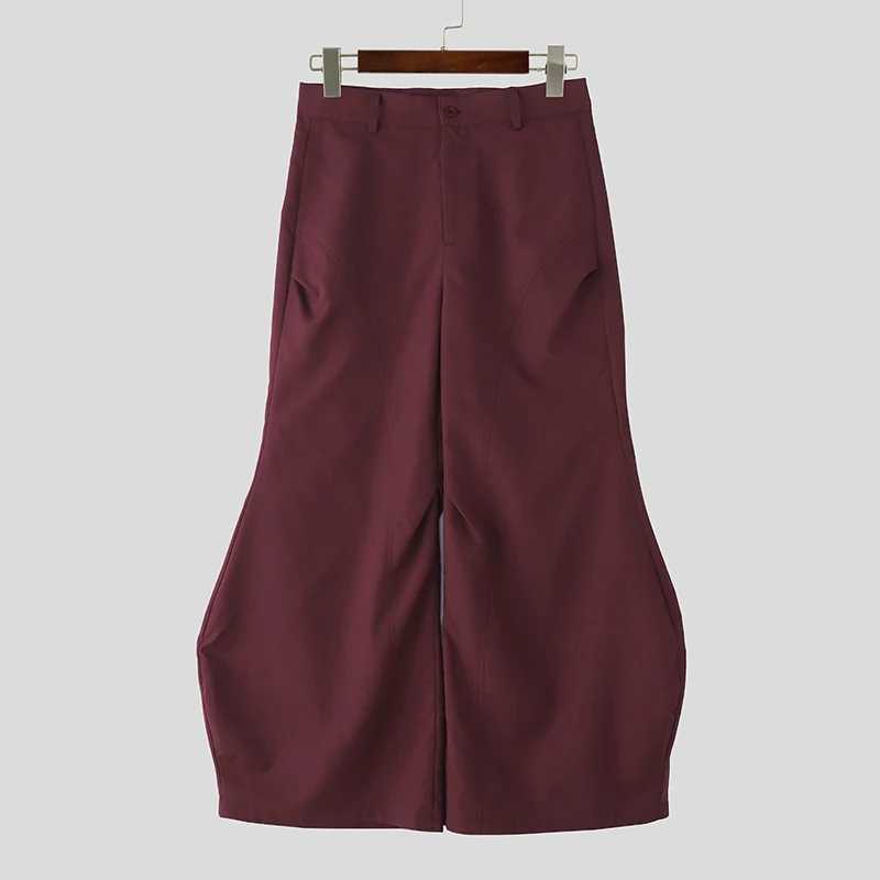 INCERUN Men Wide Leg Pants Button Joggers Solid Color Loose Casual Trousers Men Streetwear 2025 Fashion Leisure Male Long Pants J251203