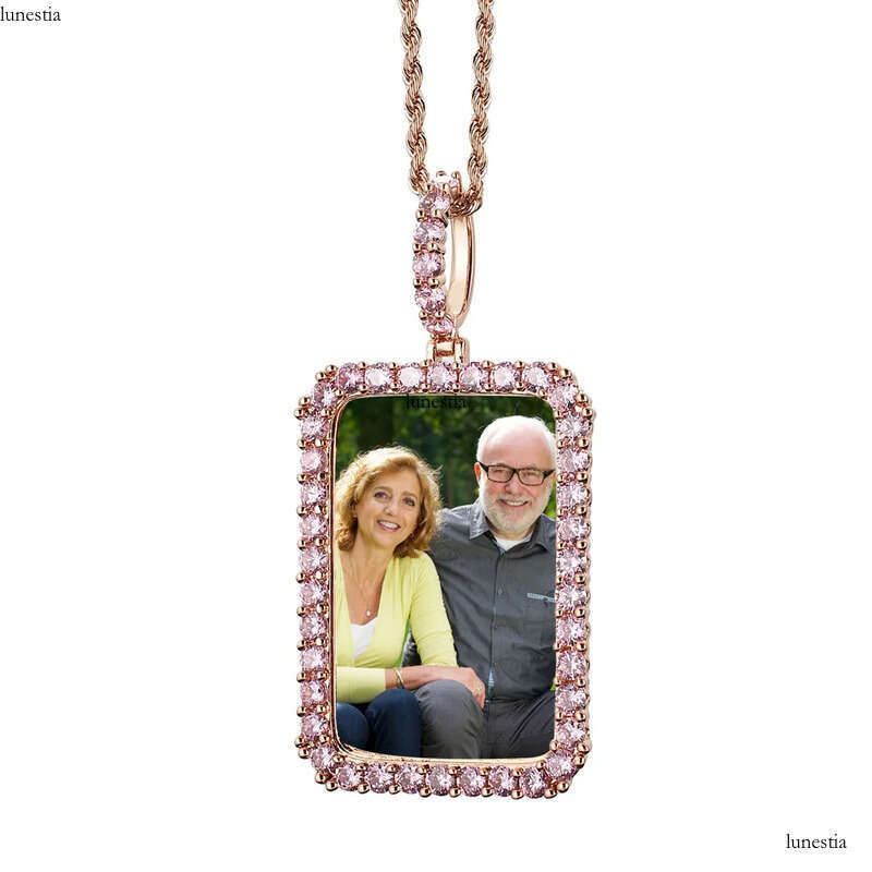 Custom Photos Necklace Fashion Gold Plated Square Memory Iced Out Pendant Mens Hip Hop Necklaces Jewelry