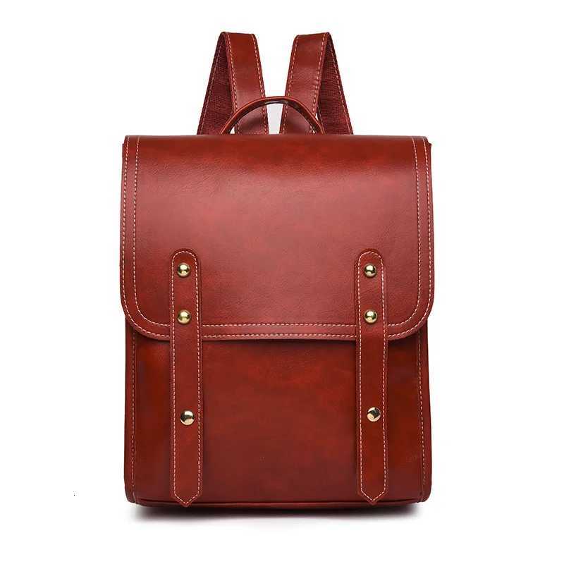 PU Leather Woman Backpack High Quality Female Rucksack Vintage Double Shoulder Bag Large Capacity School Bag Backpacks MochilaT251016