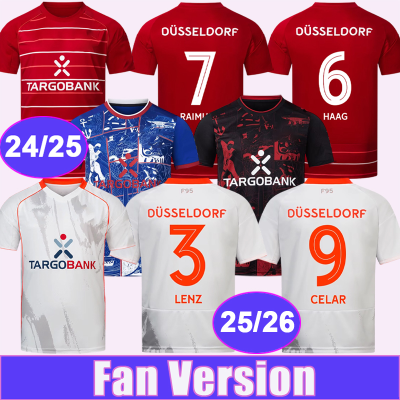 25 26 Fortuna Dusseldorf Mens Soccer Jerseys RASMUSSEN RAIMUND LENZ K.SCHMIDT HEYER HAAG HETTWER Home Away Special Football Shirts