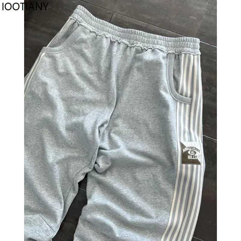 Y2k Retro Striped Womens Sports Pants Harajuku Splicing Korean Fashion Loose Straight Pants Street High Waist Hip Hop Pants W251015
