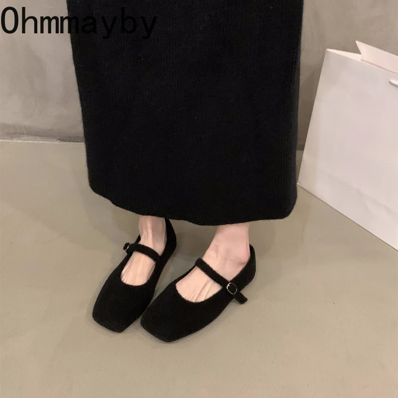 Autumn Woolen Fur Women Cotton Flats Shoes Concise Outdoor Soft Sole Shoes Ladies Comfort Square Toe Warm Mary Jane Shoes 251013