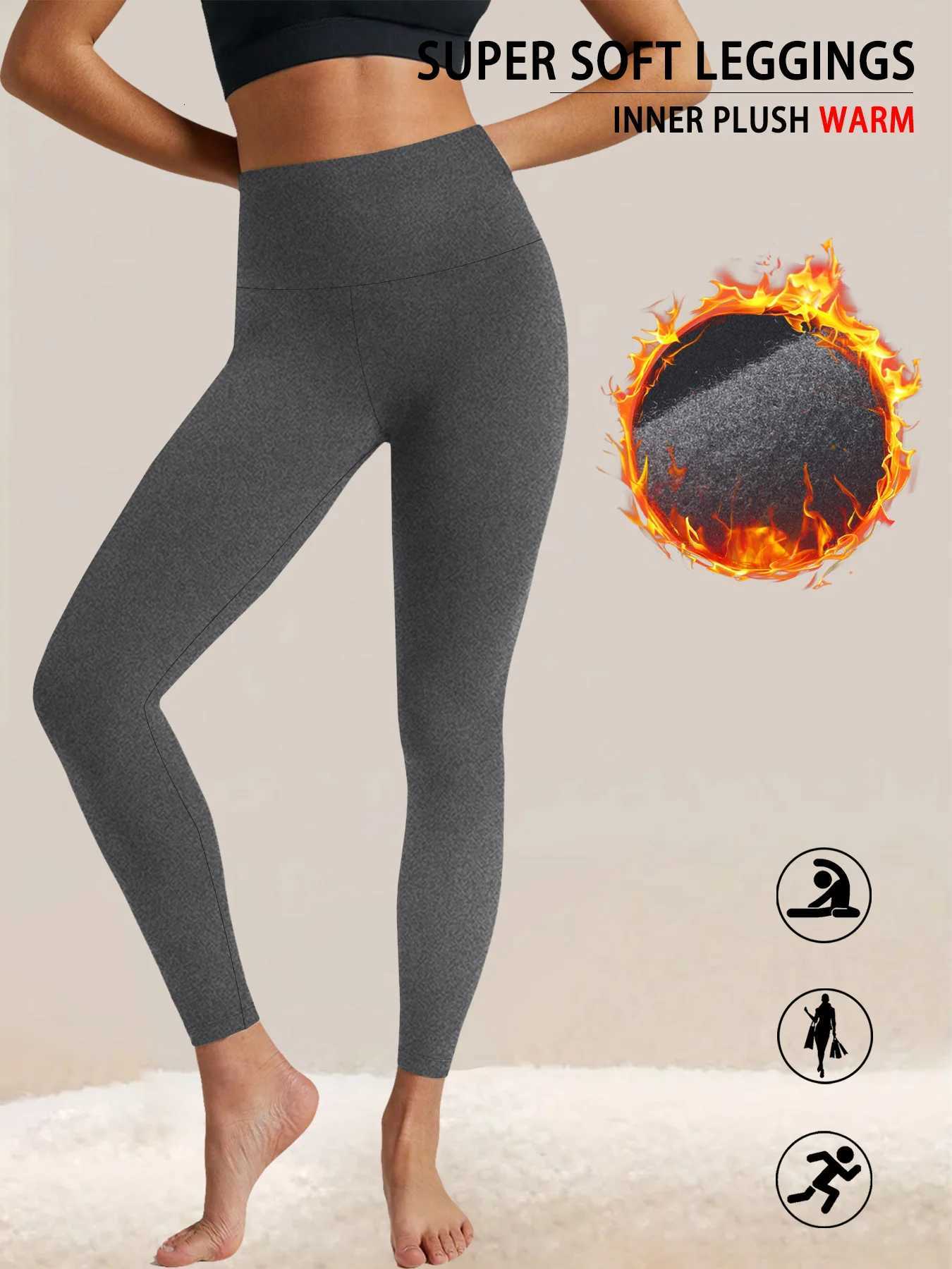 Womens Thermal Fleece Lined High Waisted Leggings Workout Winter Warm Thick Tights Soft Yoga PantsT251016