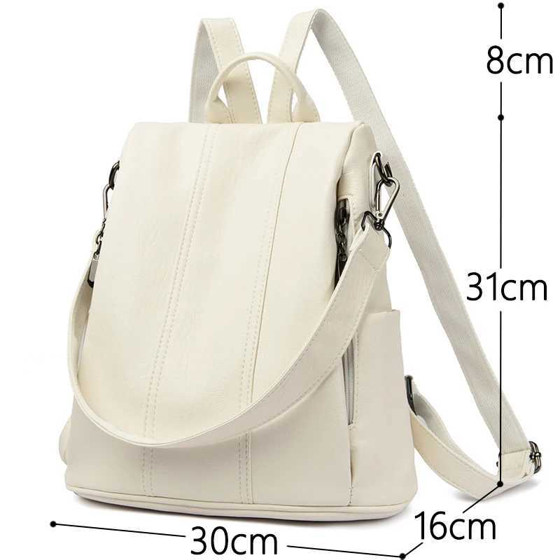 NEW Anti theft Backpack Purses High Quality Soft Leather Female Vintage Bag School Bags Travel Bagpack Ladies Bookbag RucksackT251016