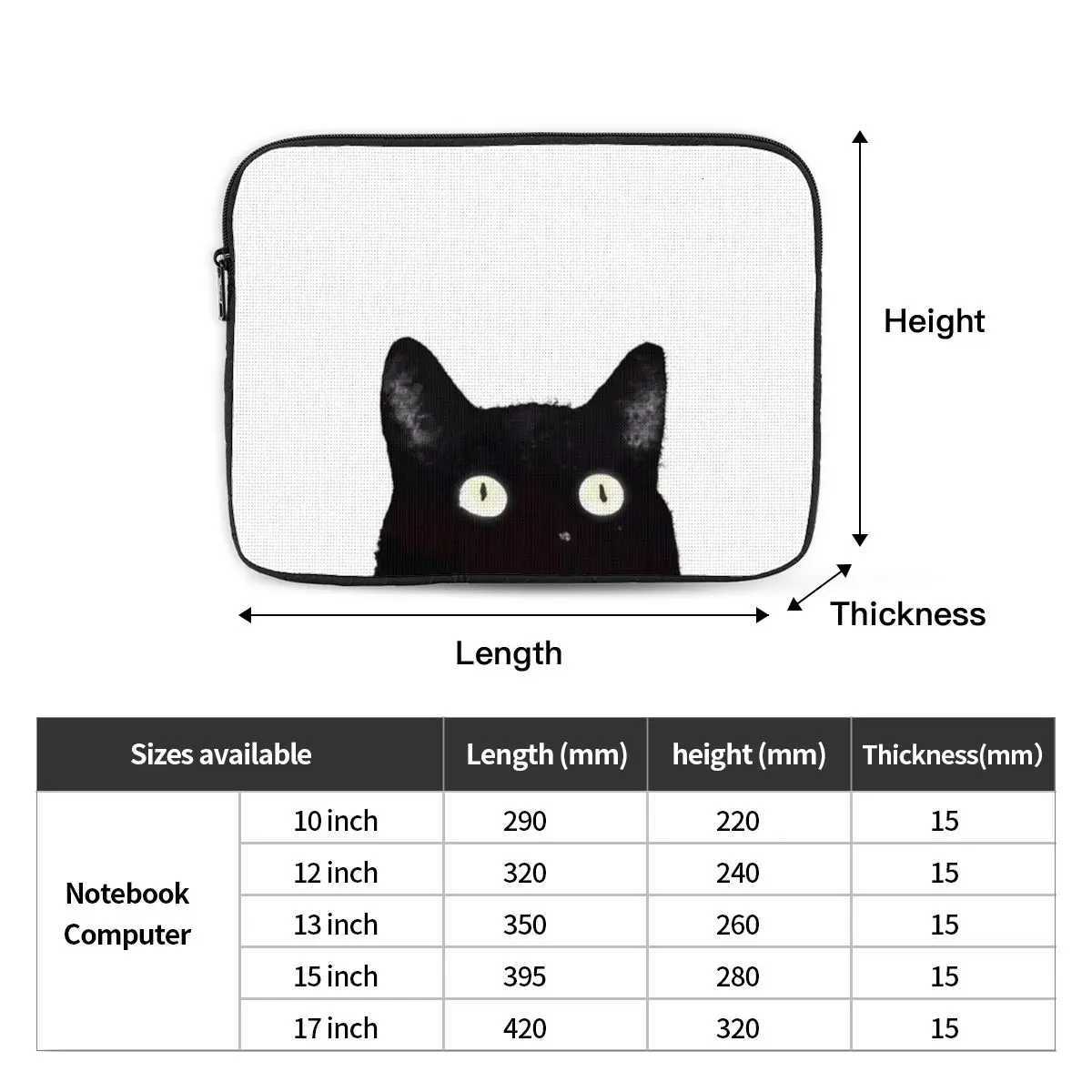 Black Cat Peeking Up Notebook Laptop Bag Case Pouch 10 12 13 15 17 Inch For Macbook Air Pro Tablet Shockproof Case BagW251015