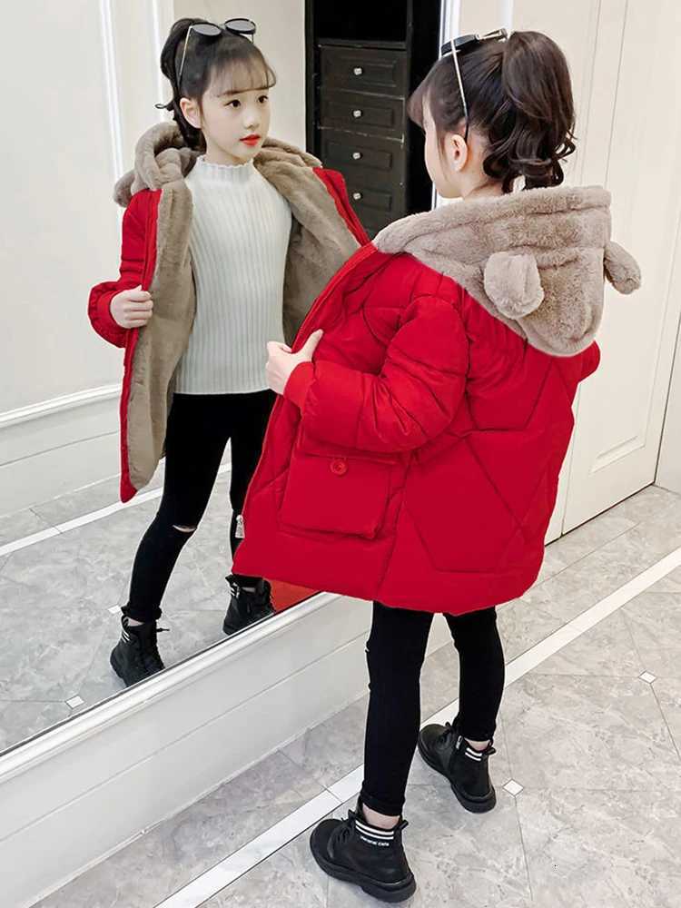 Childrens Winter Long Hooded Jackets Girls Fashion Bear Coat Teen Outerwear Kids New Parkas Snowsuit For 412 Years OldT251016