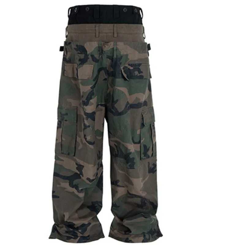 HKSH Spring Autumn New Men Tide High Street Patchwork Fake 3piece Belt Waist Design Chic Casual Straight Cargo Pants Ins HK6055 J251203