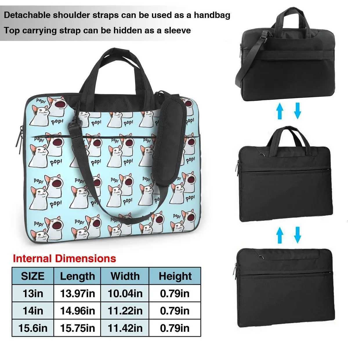 Pop Cat Meme PopCat Popping Cat Laptop Bag Protective Case Computer Bag 13 14 156 Inch Crossbody Notebook Pouch For Macbook ProW251015