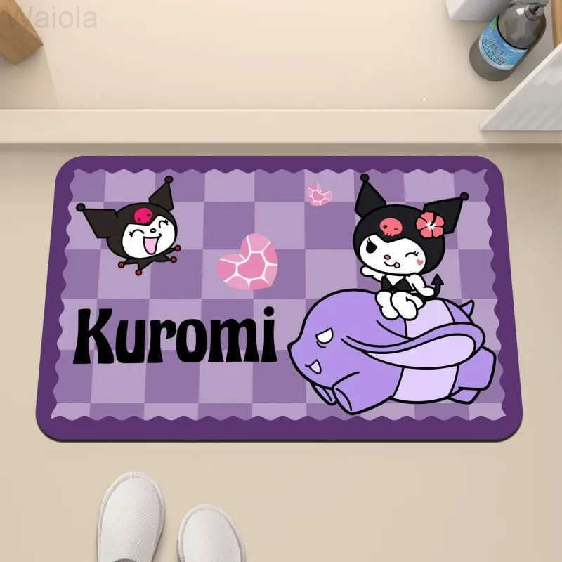 Sanrio Cartoon Kuromi Bathroom Mat Non Slip Bedroom Kitchen Drying Mat Washable Living Room Home Carpet Bath Floor Mat L2510161