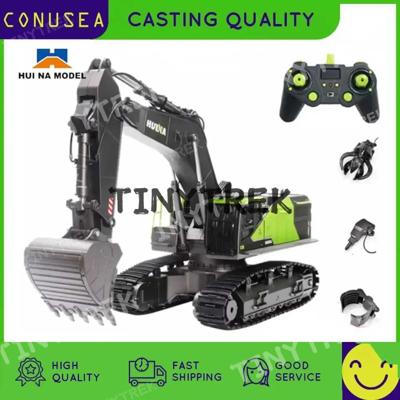1/14 HUINA 1593 582 RC Excavator Dumper Truck Crawler Alloy Tractor Loader 2.4G Radio Controlled Car Engineering Toy For Dwe76 Boys Z250813