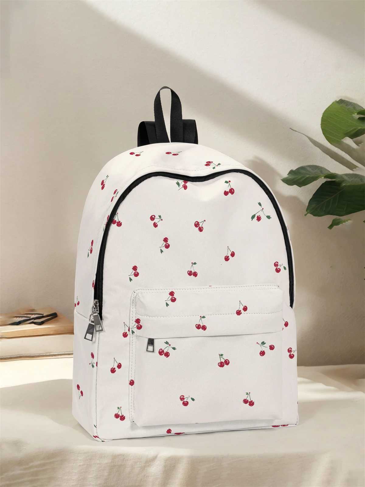 Cherry patterned backpack 2025 new model casual travel backpack lightweight and simple casual travel backpackT251016