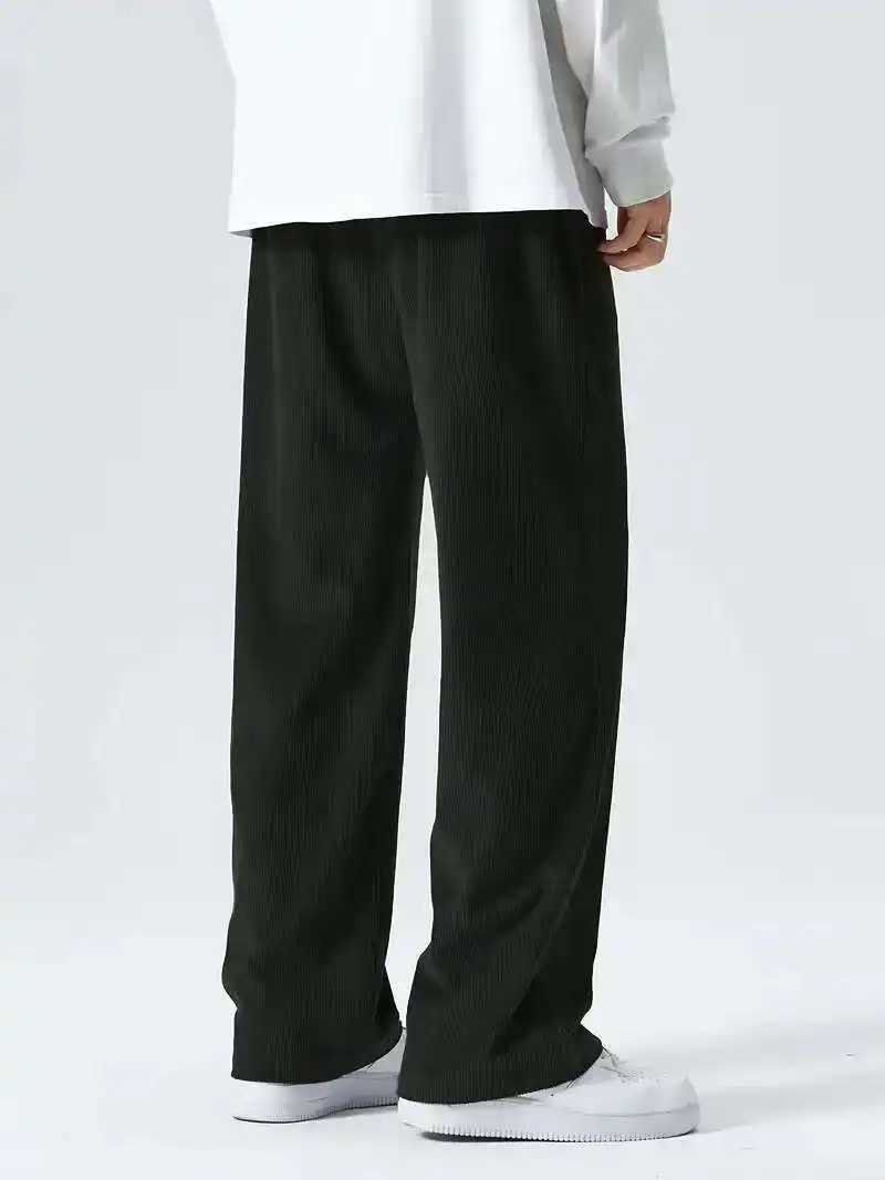 Mens corduroy loose European size hanging multifunctional casual straight leg pants suitable for daily travel J251203